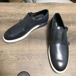 Hecon Double Monk, 10, Dark Blue, Leather, New Never Worn